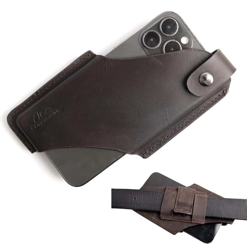 Topstache Leather Phone Holster/ Sheath with Belt Clip Loop, Magnetic Closure